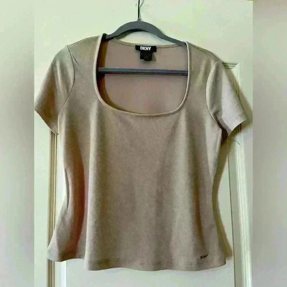 NWT DKNY Career Top Blouse Beige Women’s Medium - Picture 1 of 12